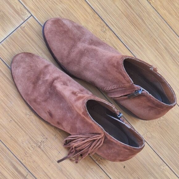 Sam Edelman Paige Suede Booties Fringe Ankle Boots Cinnamon sz 9 Festival Boots - Picture 3 of 16